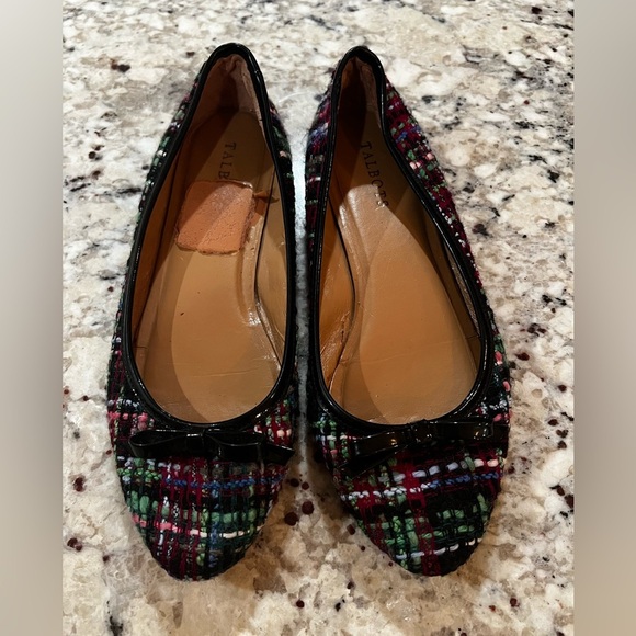 Talbots Women's Tartan Plaid Ballet Flats Woven Multi Color Yarn Bow Size 9.5 - Picture 1 of 9
